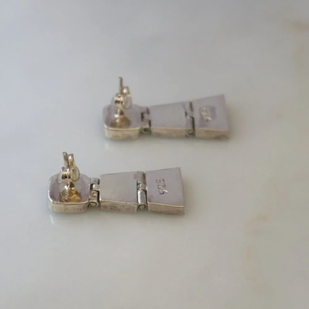 Vintage hand-cut Chilean Turquoise 925 silver earring and necklace set - Picture 7 of 10